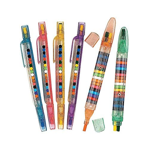 Transparent Glitter Stacking Point Crayons (12 Pack) by_attoys