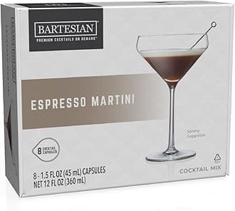 Bartesian Espresso Martini Cocktail Mixer Capsules for Cocktail Machine – Home Bar Mixology Cocktails Mix Pod Capsule Set to Use with The Bartesian Cocktail Drink Maker Machine – Pack of 8