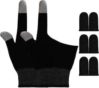 Touchscreen Gloves for Sweaty Hands: 0.3mm Ultra-Thin Silver Fiber, Anti-Sweat, Breathable Two-Finger (Thumb & Index) Gaming Gloves for PUBG/Fortnite/COD - Fits Mobile Phone/iPad Tablet