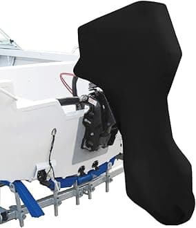 Seamander Outboard Motor Cover ,Full Motor Outboard Cover, Engines Cover Waterproof Boat Cover (Black(600D), Fits for 15-20 HP)