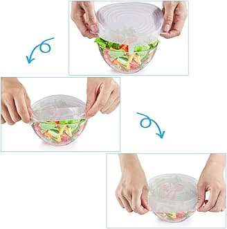 6PCS Silicone Stretch Lids, Four Specifications of Reusable Silicone Bowl Cover, Suitable for Various Food Containers, High and Low Temperature Scenarios (Microwave Ovens, Freezers)