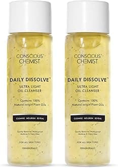 Conscious Chemist Cleanser | 130ml | Face Wash, Cleanser for Oily Skin, Makeup Remover, For Men & Women with SPF & Impurities For Soft & Glowing Skin, Natural Oil - Daily Dissolve (Pack of 2)