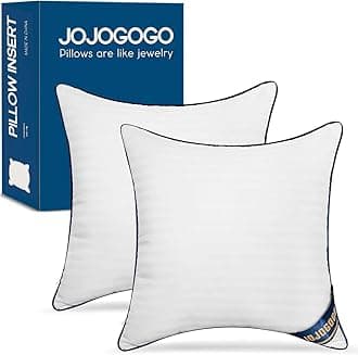 JOJOGOGO 22x22 Indoor Large Fluffy Throw Pillow Inserts Set of 2, 22 x 22 Synthetic Down Alternative Stuffing Square Pillow Inserts for Couch Bed Sofa and Living Room, Big Accent Decorative Pillows