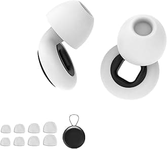 Motorcycle Ear Plugs, Ear Plugs for Sleeping Noise Cancelling, 27db Noise Reduction, Moto Earplugs for Motorcycles, Super Soft Reusable Silicone Earplugs for Sleep and Concerts (White Black, One Size)