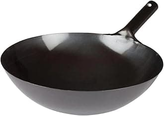 Winco Chinese Wok with Integral Handle, 16-Inch, Black, Medium