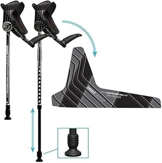 smartCRUTCH Ergonomic Custom Forearm Crutches for Adults, Multiple Colors, Adjustable Forearm Rotates 15-90 Degrees - Heights 4'4" to 6'4" - 265 lbs Non Weight Bearing