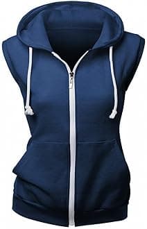 Womens Cotton Zip Up Hoodie Vest