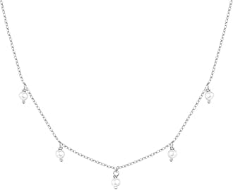 PAVOI 14K White Gold Plated Station Necklace | Simulated Diamond BTY Necklace | Womens CZ Chain Necklace | Layering Necklaces