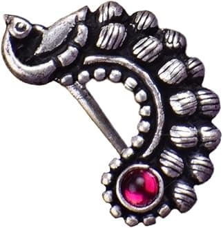 THANU'S CRAFT Maharashtrian Nath Clip on Marathi Nose ring without Piercing Oxidized nose Pin for women & Ladies