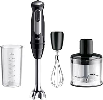 Braun MultiQuick 5 Pro MQ55236M Hand Blender - Electric Hand Blender with 25 Speeds, EasyClick Plus System for Accessories, 3-Piece Accessory Set, 1000 Watt, Black