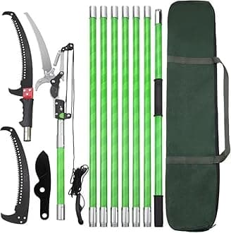 Pole Pruning Saw 26 Foot Long Handle Adjustable Length, Manual Pole Saw High Branch Scissors with Carry Bag and Sturdy Pole, Telescopic Tree Pruner Long Reach for Palm Oak High Branches