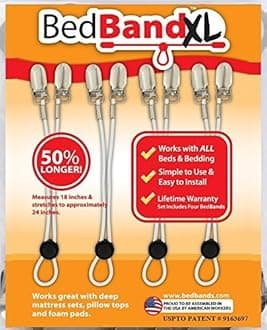 ORIGINAL USA. Best Product for Keeping Sheets On. Patent Pending 1 Pack (4 Bands) BB-WHTXL