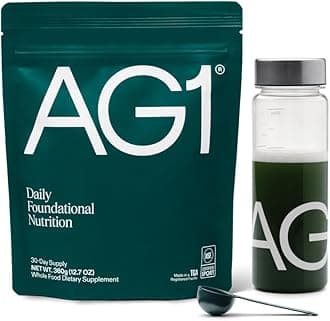 - AG1 Greens Powder Supplement | Improve Gut Health | Multivitamin, Probiotic, Gluten Free, Vegan and Keto Friendly | Shaker & Scoop Included | 75 Vitamins (Athletic Greens), Classic Formula