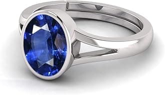 13.00 Ratti (AA++) Certified Blue Sapphire Ring (Nilam/Neelam Stone Silver Ring)(Size 20 to 23) for Men and Woman
