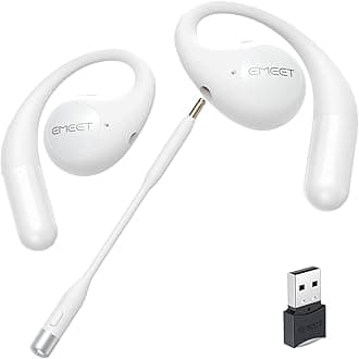 EMEET Airflow Open Ear Headphones, Bluetooth 5.3 Wireless Headsets with Detachable Microphone, 40 Hours Playtime, IPX5, Wireless Earbuds, Multipoint Pairing, App Control, Ultra Comfort(White)