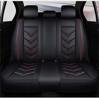 Car Seat Covers 5 Seat Leather Fits for Audi A4 2005-2009 Vehicle Seat Cover Full Set Cushion Front Rear Seat Protectors (Black Red)