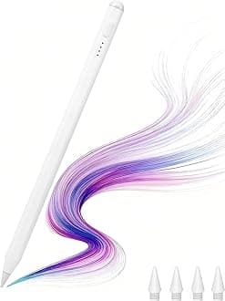 Stylus Pen for iPad, with tilt-Pressure Sensitivity and Multi-Point Anti-False-Touch Function. 20-Minute Fast Charging for 2018-2023 iPad/mini/Pro/Air (White)