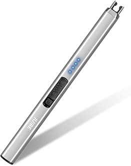 Candle Lighters Electronic Arc Windproof Flameless USB Rechargeable Lighter (1 Pack - Silver)