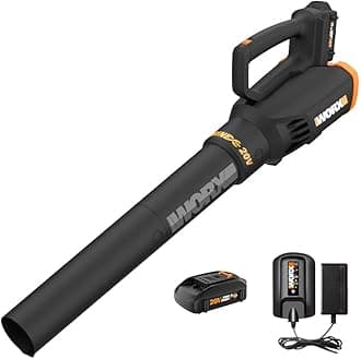 WORX Cordless Leaf Blower, Electric Blower with Turbine Fan, Blowers for Lawn Care with 2 Speed Control, Battery & Charger Included, WG547