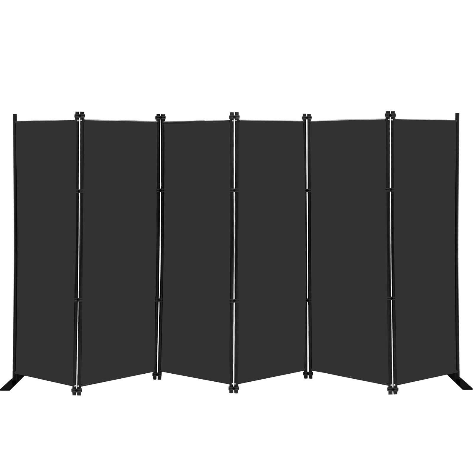 MAYOLIAH 6 Panel Folding Privacy Screen 9ft Wide, 6ft Tall Partition Room Divider Portable Office Walls Dividers, Black
