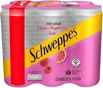 Schweppes Citrus Raspberry Zero Sugar Refreshing Sparkling Drink Each 330ml (Pack Of 5 Can)