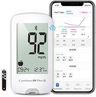 N Plus Bluetooth Blood Glucose Monitor Kit with 100 Blood Sugar Test Strips, 100 Lancets, 1 Blood Glucose Meter, 1 Lancing Device, Travel Case for Diabetes Testing Kit (Auto-Coding Glucometer kit with 1 Control Solution) for Personal Use
