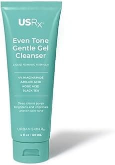 Urban Skin Rx, Even Tone Gentle Gel Cleanser | Improves the Look of Uneven Tone, Removes Makeup & Deep Cleans, Foaming Daily Cleanser with Kojic Acid, Azelaic Acid, Niacinamide, & Black Tea | 4 Fl Oz