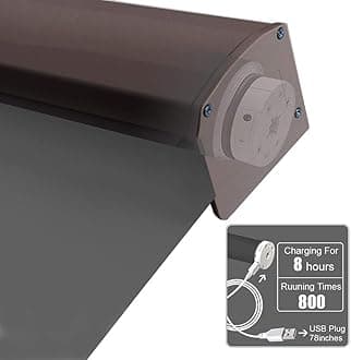 Motorized Blackout Cordless Window Shades, Remote Control Wireless and Rechargeable Window Blinds with Metal Valance, Dark Grey Light Filtering Roller Shades Blinds for Windows, Doors, Home, Office