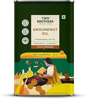 Two Brothers Organic Farms Amorearth Peanut Oil/Groundnut Oil,Wood-Pressed, Single-Filtered Oil for Cooking (5 Litre)