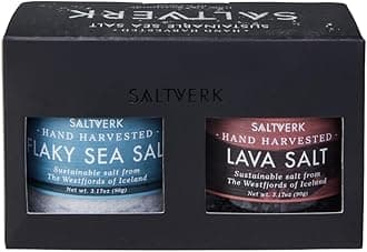 Saltverk Salt Gift Sets - Flaky, Lava, Birch Smoked, Arctic Thyme Sea Salts- Gourmet, Icelandic, Hand Harvested and Sustainably Made - Both 4 pk and 2 pk (3.17 Oz (Pack of 2), Flaky and Lava)