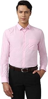 Peter EnglandMen's Everday Regular Fit Solid Shirt | Cotton Rich | 5-Pin Pocketing
