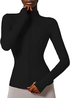 Women's Slim Fit Full Zip Athletic Running Sports Workout Jacket with Thumb Holes