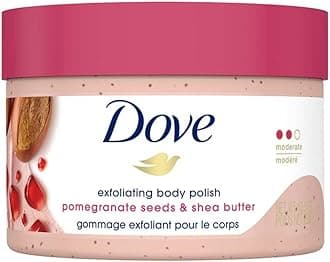 Dove Body Polish Exfoliating Scrub, Moisturizing Shea Butter and Pomegranate Seeds | Nourishes & Conditions Soft Skin | Sulphate Free, 298gm