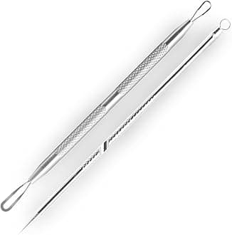 2 Pcs Pimple Extractor Tool 410 Grade Stainless Steel | Comedone Extractor, Pimple Popper, Blackhead Remover for Face, Zit Popper, Pimple Needle for Acne Removal