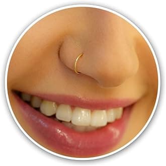 Fake Nose Ring Gold - Tiny & Thin 24 Gauge Faux Nose Hoop Piercings - Smooth 14k Gold Filled Clip On Nose Piercing Rings For Women - No Piercing Needed - Gift-Ready