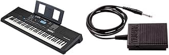 Yamaha, 76-Key Touch-Sensitive Advanced Portable Keyboard with Power Adapter (PSREW425) & FC5 Compact Sustain Pedal for Portable Keyboards, black