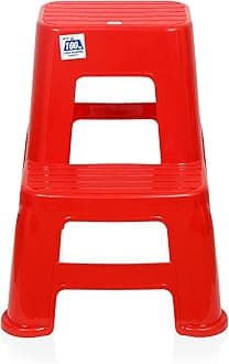 - Nilkamal STL 21 Strong and Durable Plastic Step Stool for Home, Bedroom, Bathroom, Kitchen, Living Room, Office, Adult, Kids, Children's and Garden Stool with high Load Capacity. (Bright Red)