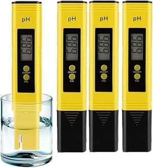 PH Meter for Water Hydroponics Digital PH Tester Pen 0.01 High Accuracy Pocket Size with 0-14 PH Measurement Range for Household Drinking, Pool and Aquarium (pH Meter 4PCS)