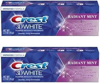 Crest 3D White Toothpaste Radiant Mint, 2.7 Oz (76g) - Pack of 2