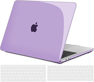 TECOOL Case compatible with MacBook Pro 13 inch 2016-2022 (M2 M1 A2338/A2289/A2251/A2159/A1989/A1706/A1708), Plastic Snap On Hard Shell Cover & UK EU Keyboard Protector, Crystal Lilac (Glossy)