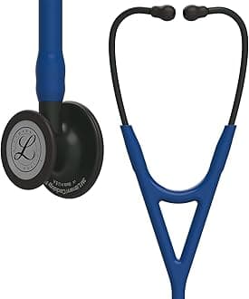 3M Littmann Cardiology IV Diagnostic Stethoscope, 6168, More Than 2X as Loud, Weighs Less, Stainless Steel Black-Finish Chestpiece, 27" Navy Blue Tube, Black Stem, and Headset