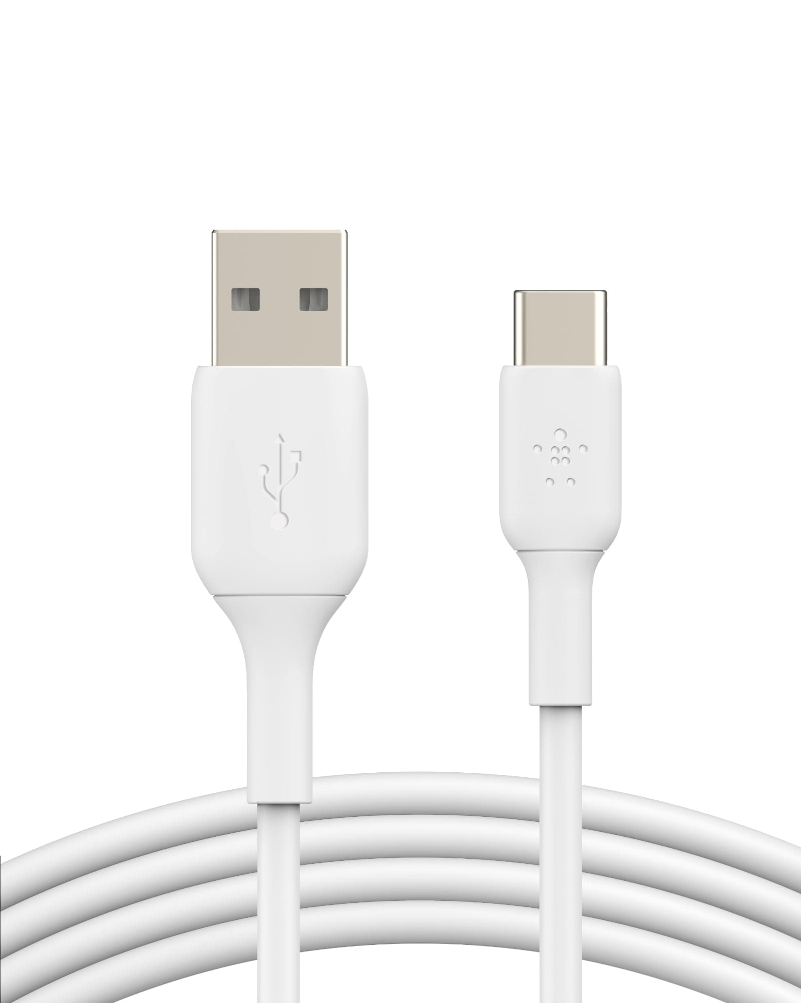 BoostCharge USB C charger cable, USB-C to USB-A cable, USB type C charging cable for iPhone 16, 15, Samsung Galaxy S24, S23, Google Pixel, iPad Pro, Nintendo Switch and more - 1m, White