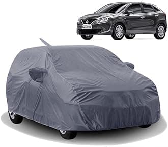 PODWILS Waterproof Car Cover with Triple Stitched Fully Elastic Ultra Surface Body Protection for Maruti Suzuki Baleno 2021 (Navy Look)