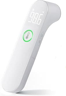Highly Accurate Ear Thermometer, Digital Ear Thermometer for Kids and Adults, Memory Recall, Fever Alarm and 21 Disposable Probe Covers (LED-White)