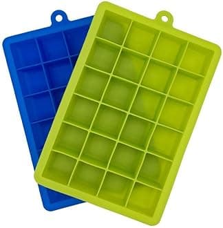 Silicone Ice Cube Trays 2 Pcs Square Pop Up Ice Cube Mold Trays with 24 Cavities for Freezer with Easy Release Flexible, Stackable Whiskey Bar Ice Cube Moulds (Multicolor)