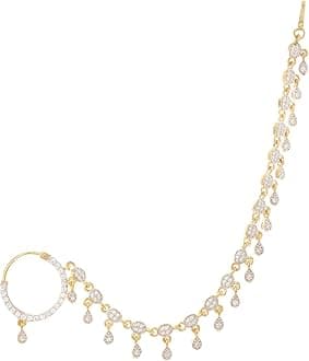 Yellow Chimes Nose Pin for Women Gold-Plated White and Pink AD Studded Nose Pins for Women and Girls…