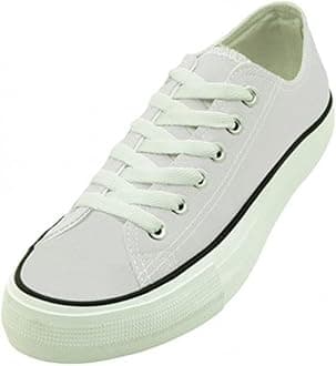 ECG4U-E3B27M Men's Canvas Sneakers Classic Lace Up Oxfords Students Fashion Shoes, Black, Red, Navy, White, Grey