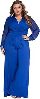 Cokar Womens Plus Size Jumpsuits Long Sleeve V-Neck Casual Style Set