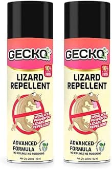 Gecko India's First Aerosol Based Herbal Lizard Repellent Spray | Odour Free Spray | Eco-Friendly & Biodegradable | Chemical-Free | 220ml Lizard Spray For Home (15 Days Protection) PK of 2 - FORMULATION 10X