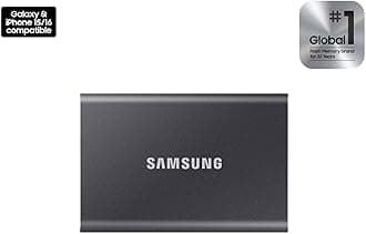 Samsung T7 Portable SSD 2TB - Up to 1050MB/s - USB 3.2 External Solid State Drive, Gray (MU-PC2T0T/AM)